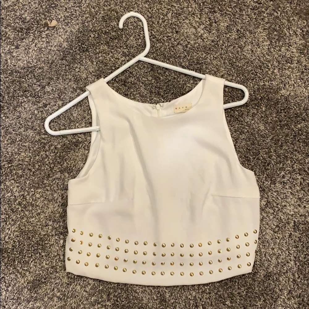 White and gold detailing cropped top